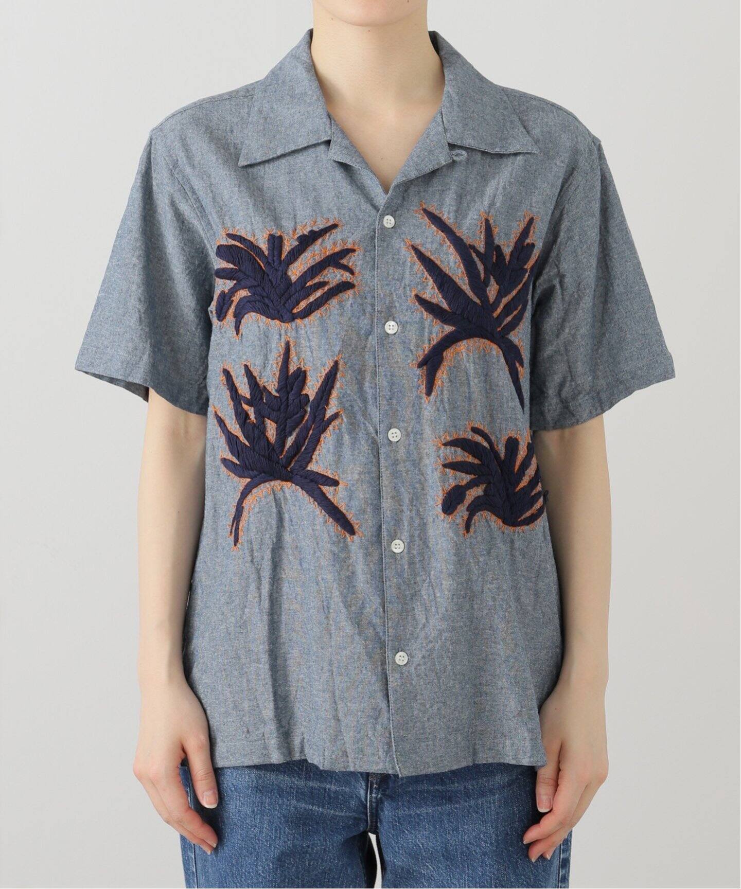 NOMARHYTHM TEXTILE】Cactus Hand Embroidery Shirt（シャツ