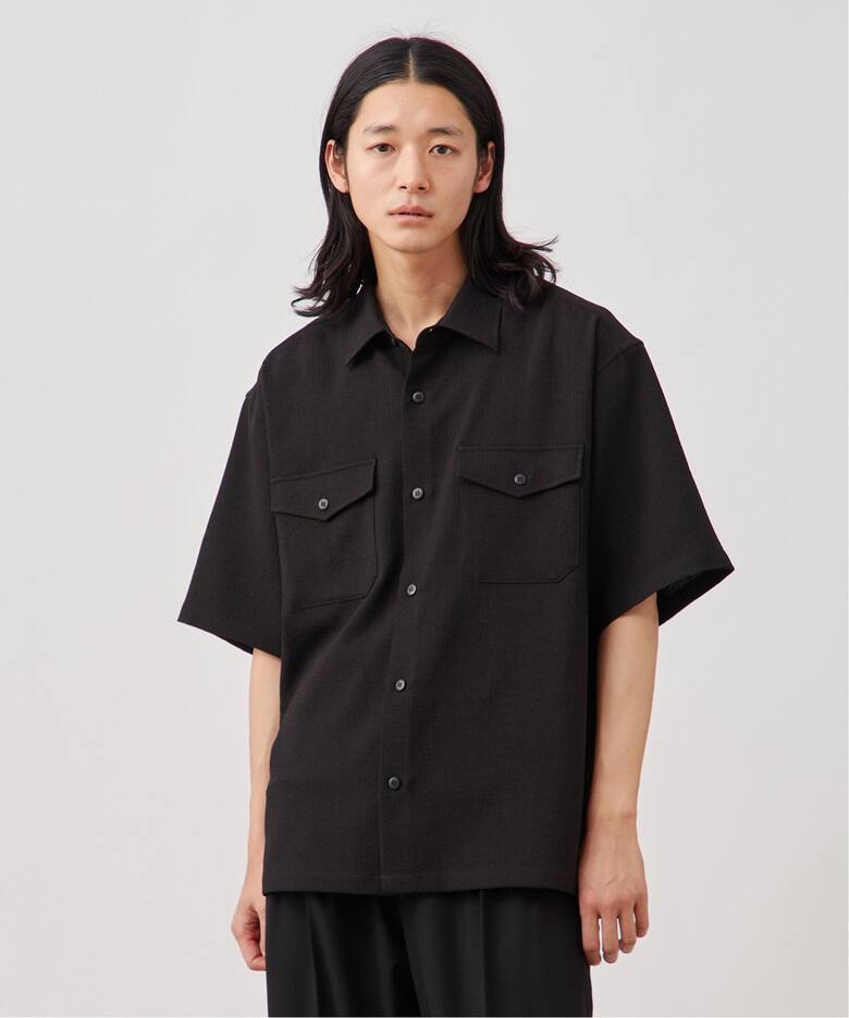 リネンライクキャンバス オーバーショートスリーブシャツ（シャツ 
