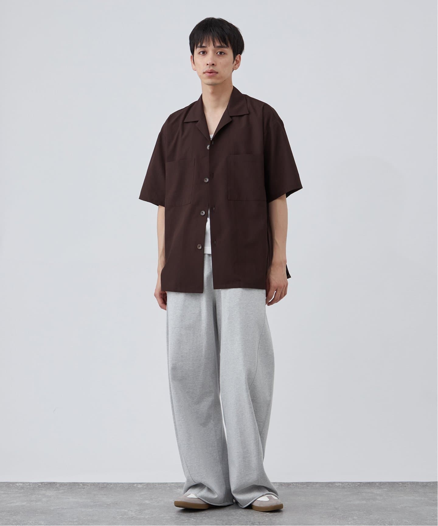 THE SHISHIKUI オープンカラー ブラックシャツ T／C オープンカラー シャツ 1759－01 002 ブラック