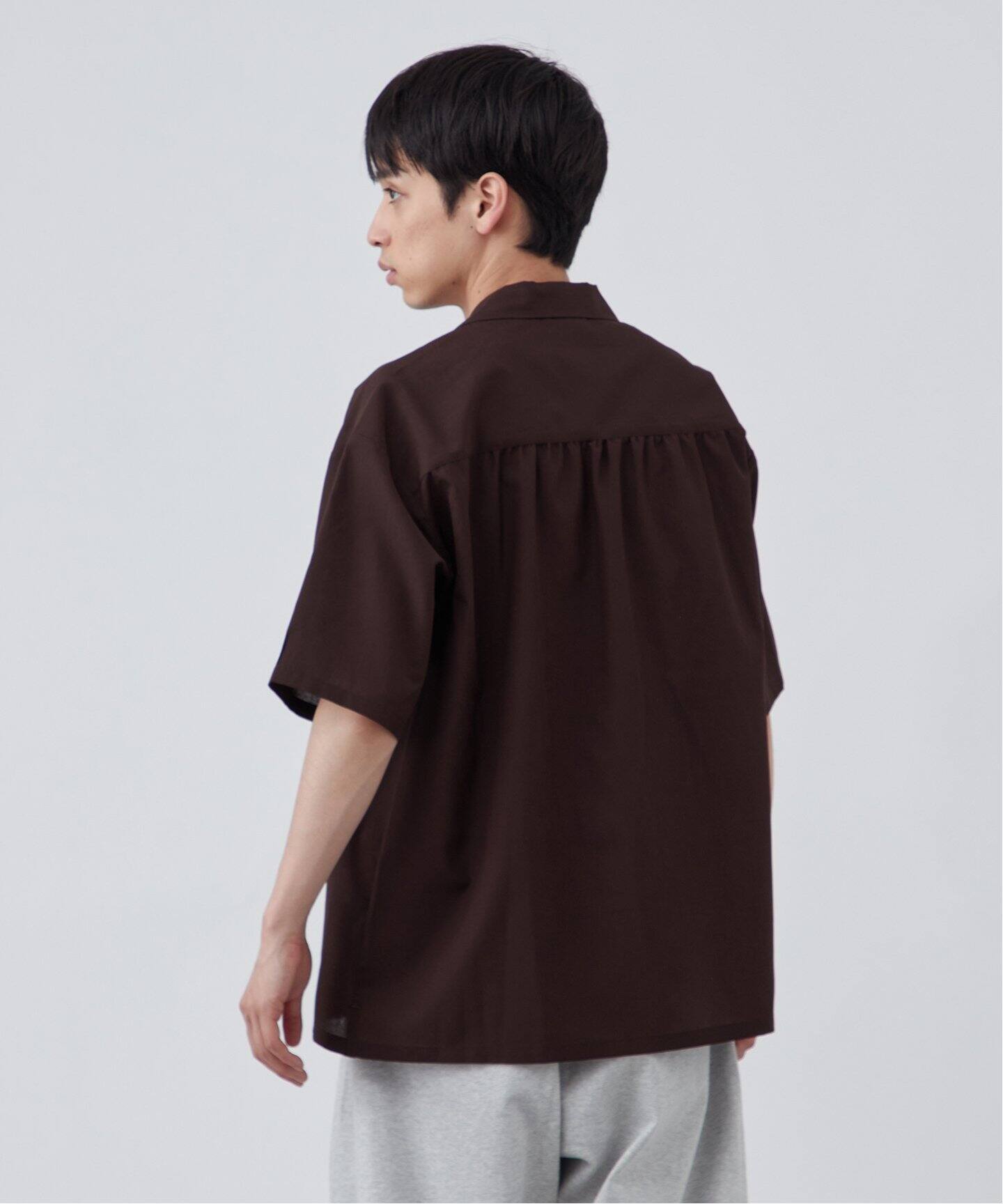 Séfr ブラック半袖シャツ ベーセーストック B.C STOCK TEC LINO AKIHA 半袖 オープン