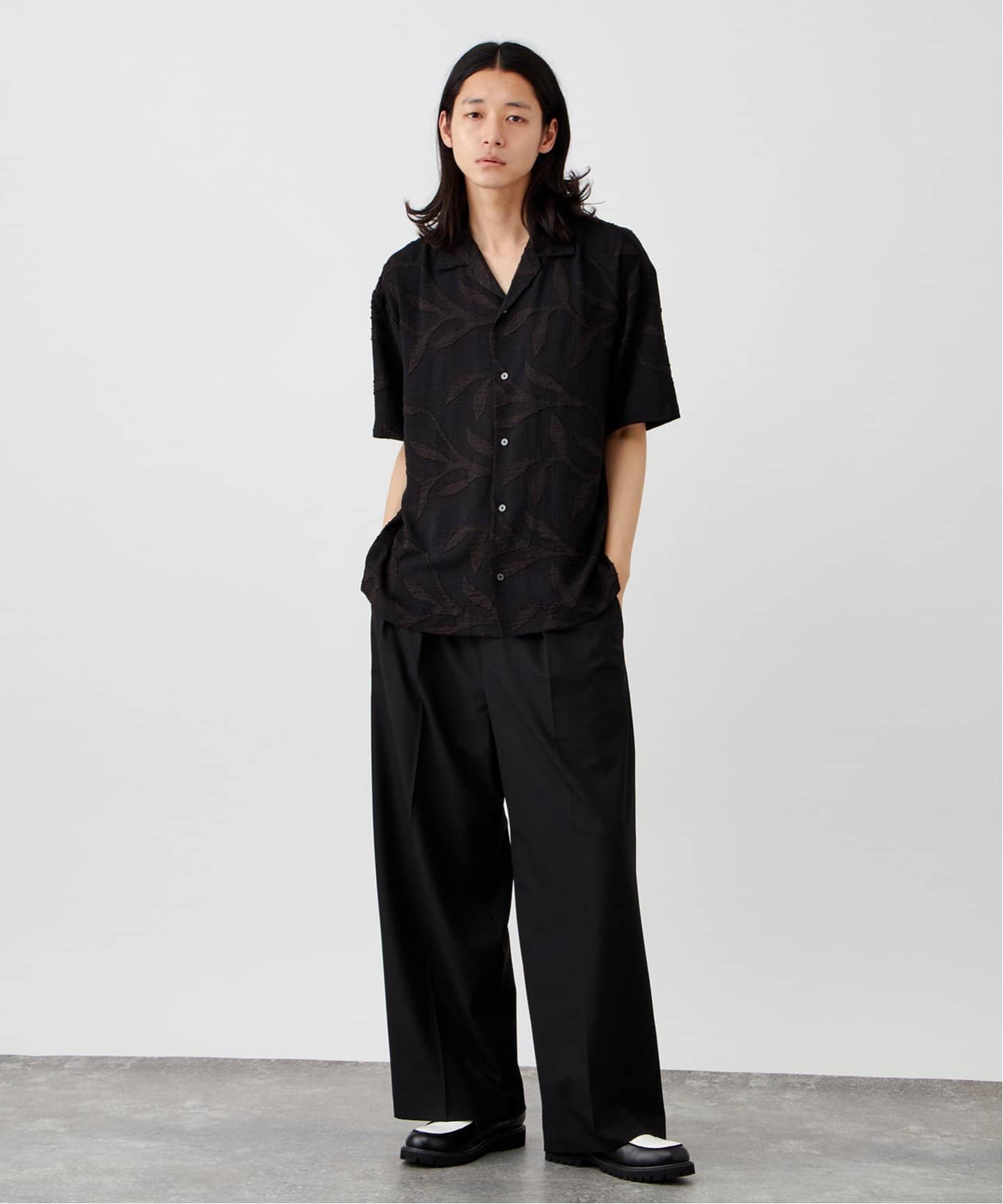 カットジャガード ハーフスリーブシャツ（シャツ／ブラウス）｜B.C