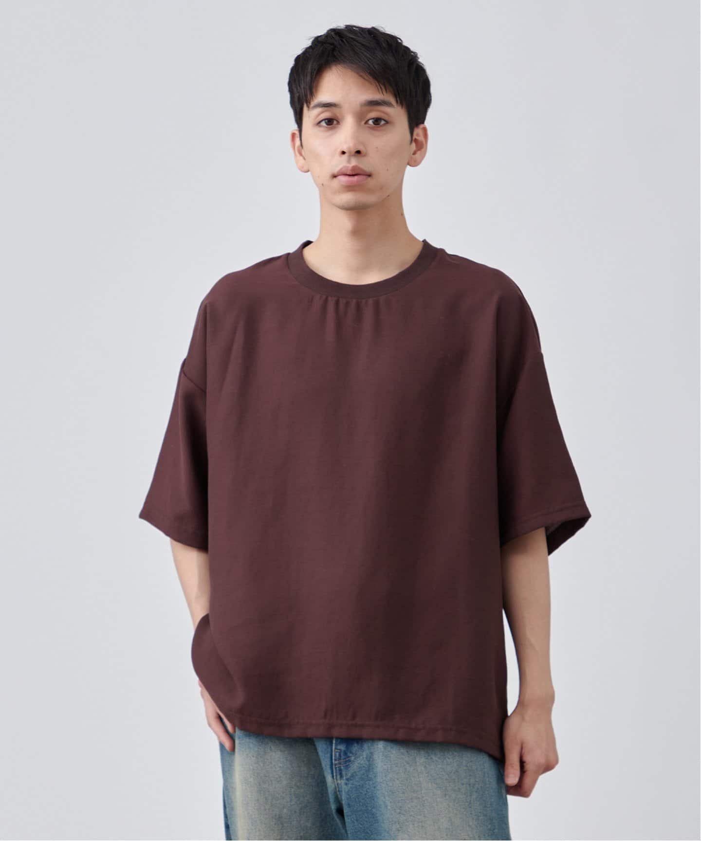 FACTORY ベージュ 半袖Tシャツ風セーター ベルギーリネン リネン混 布帛オーバーサイズTシャツ（Tシャツ／カットソー