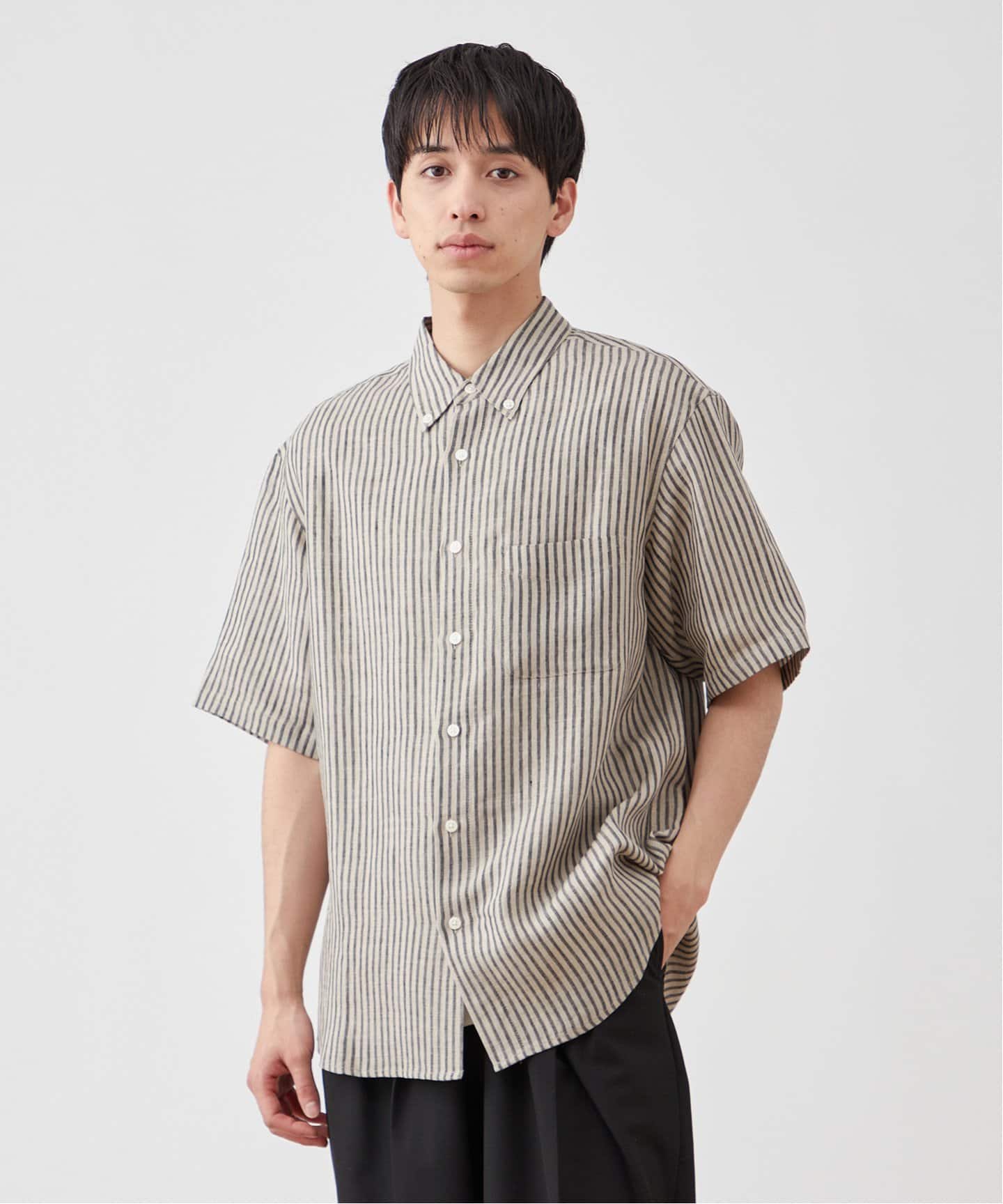 European Flax リネン ハーフスリーブボタンダウンシャツ（シャツ