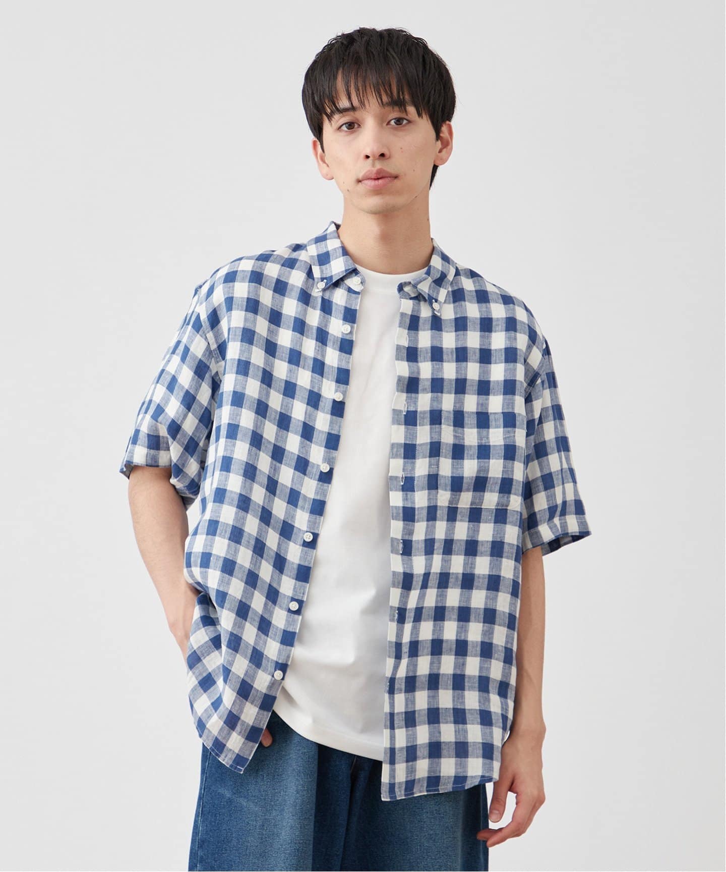 European Flax リネン ハーフスリーブボタンダウンシャツ（シャツ