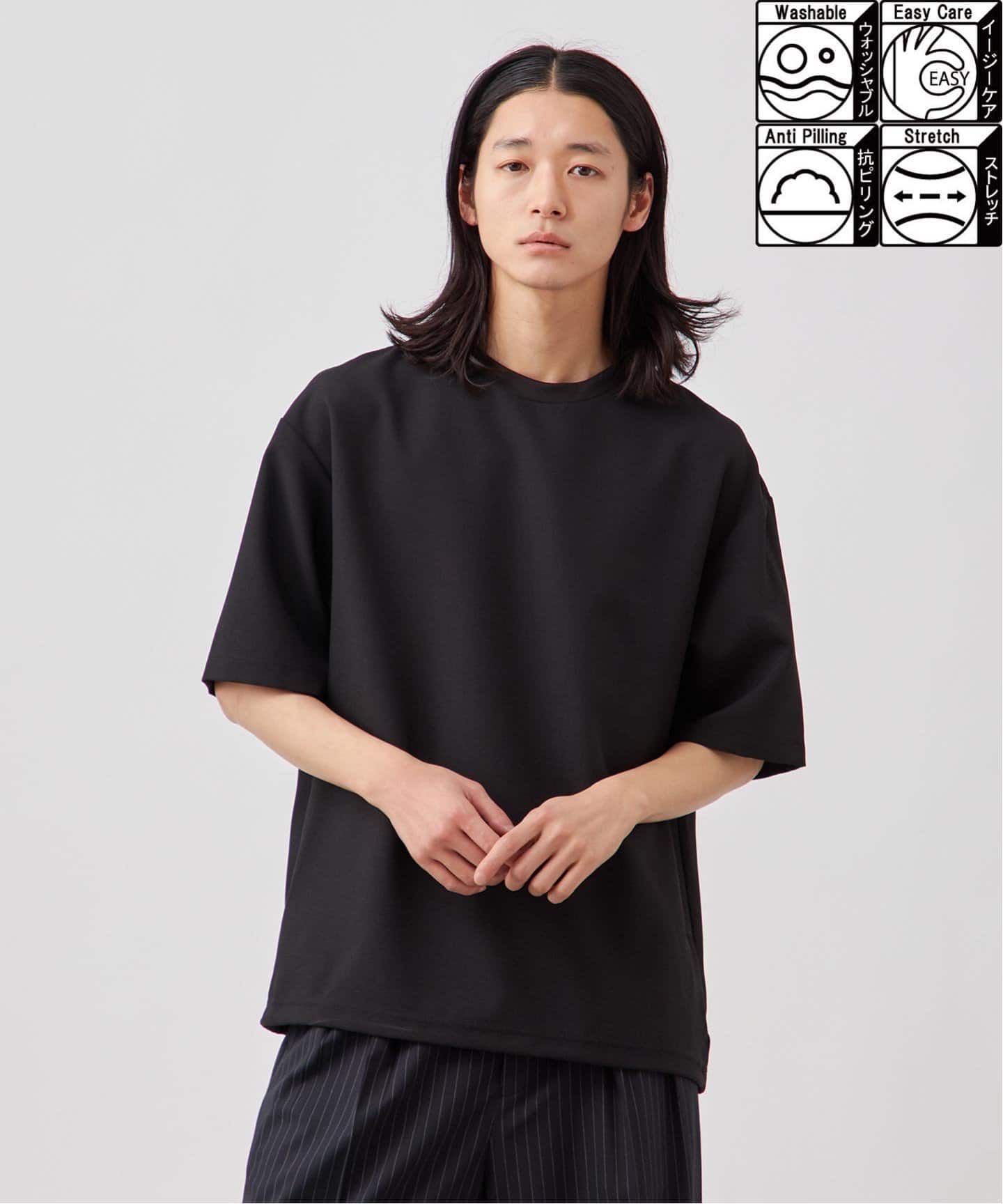 Reflax(R) 布帛 Tシャツ【ストレッチ/洗える】（Tシャツ／カットソー