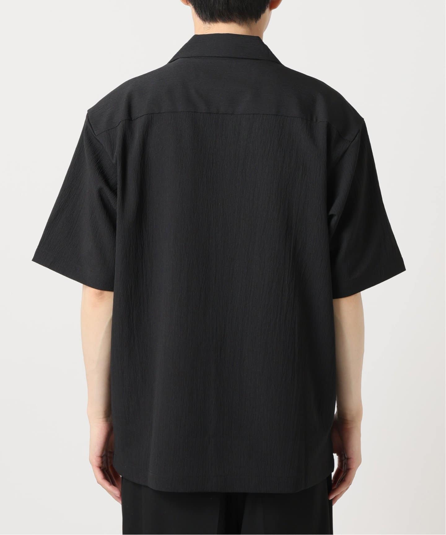ベイクルーズ　ボリュームシャツ 半袖 ブラック CLEL】TR Loose Half Sleeve Regular Collor Shirt / TR ルーズ