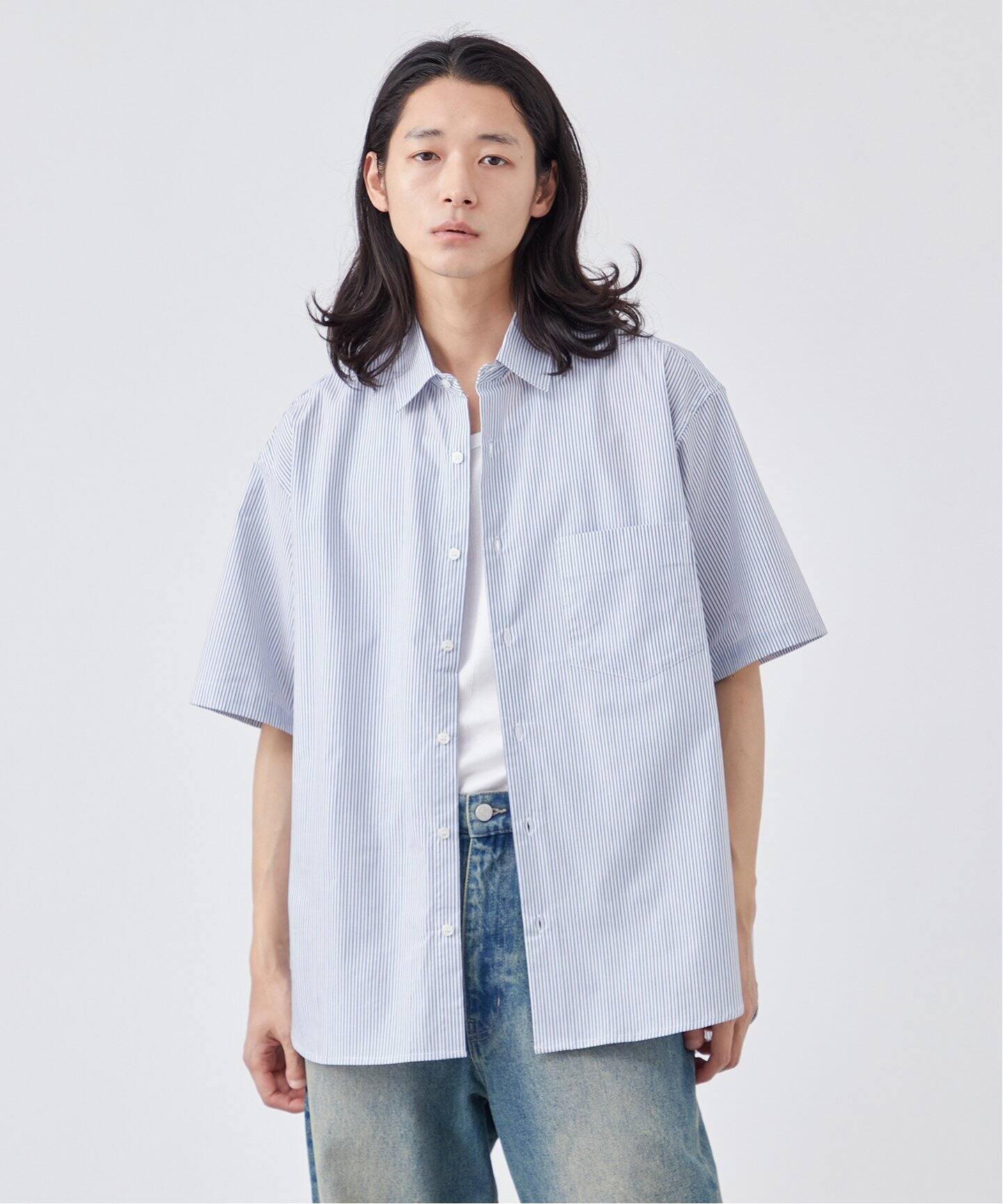 FRED PERRY 半袖シャツ ストライプ柄 グレー ソフト生地 - メルカリ 