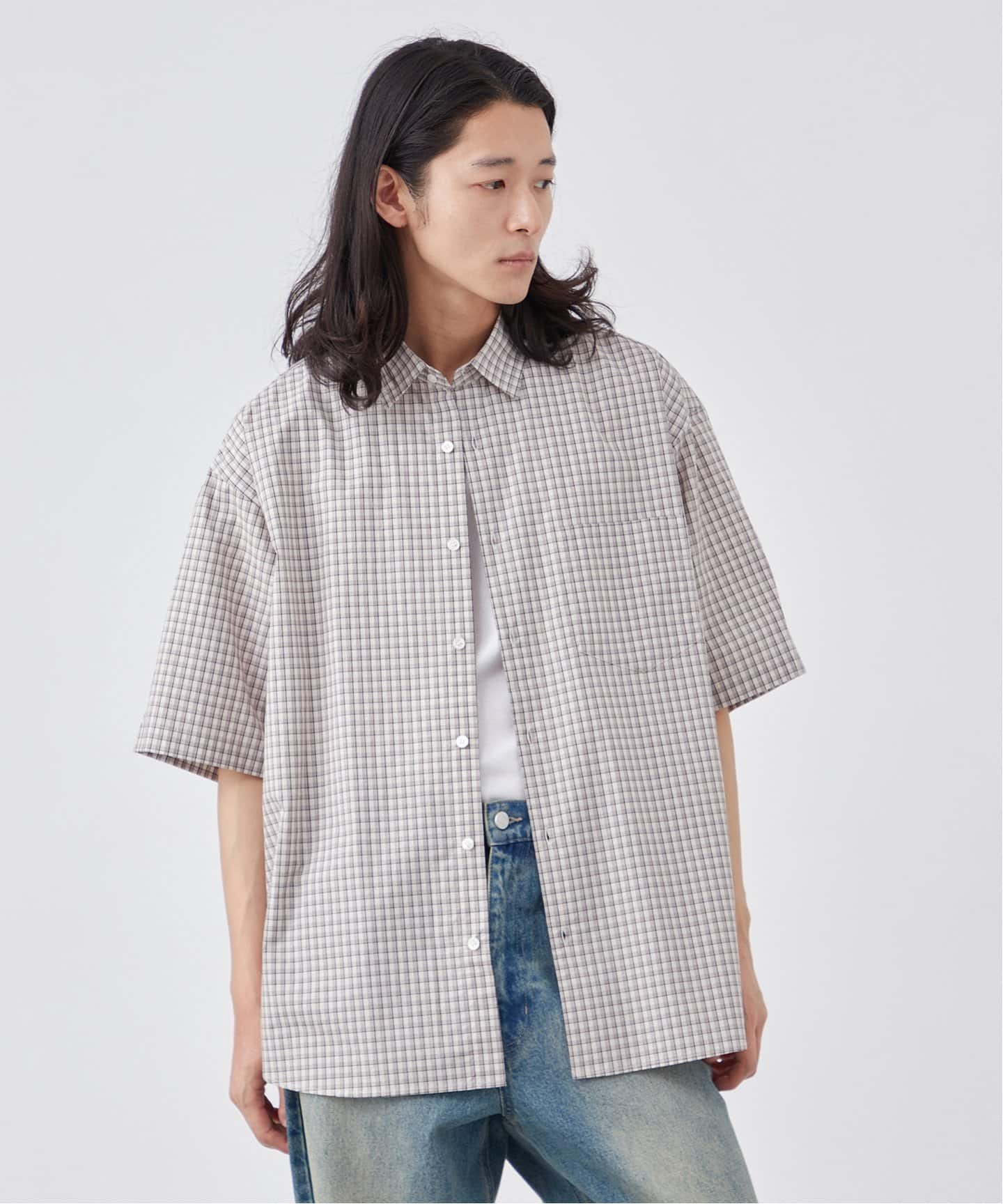 PLAID オーバーサイズ ハーフスリーブ チェックシャツ（シャツ