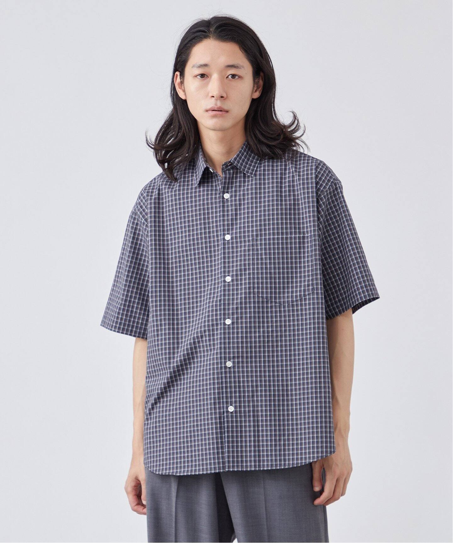 PLAID オーバーサイズ ハーフスリーブ チェックシャツ（シャツ