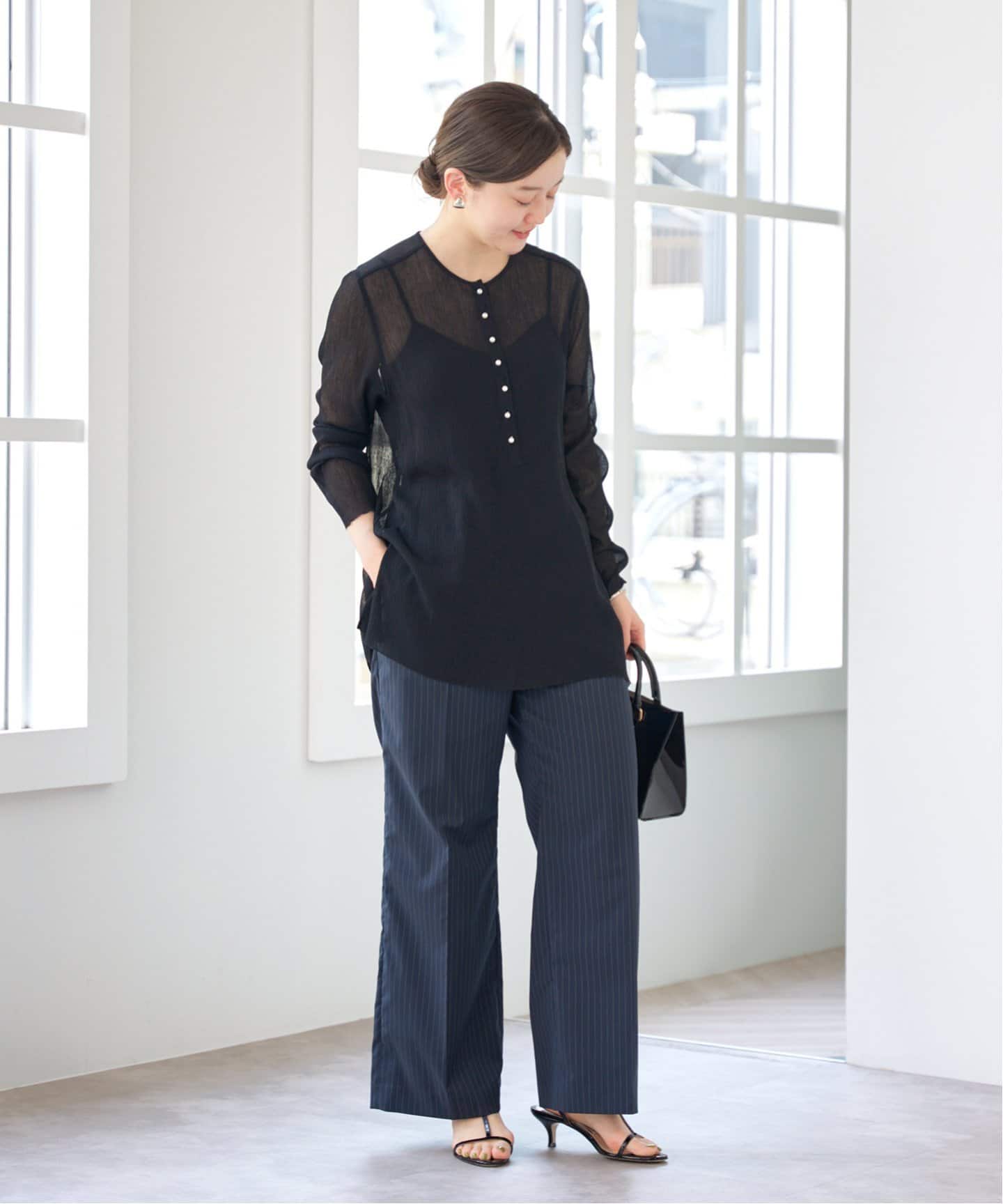 新品 IENA シアーシフォンリブネックブラウス 追加》シアーシフォン リブネックブラウス | イエナ(IENA
