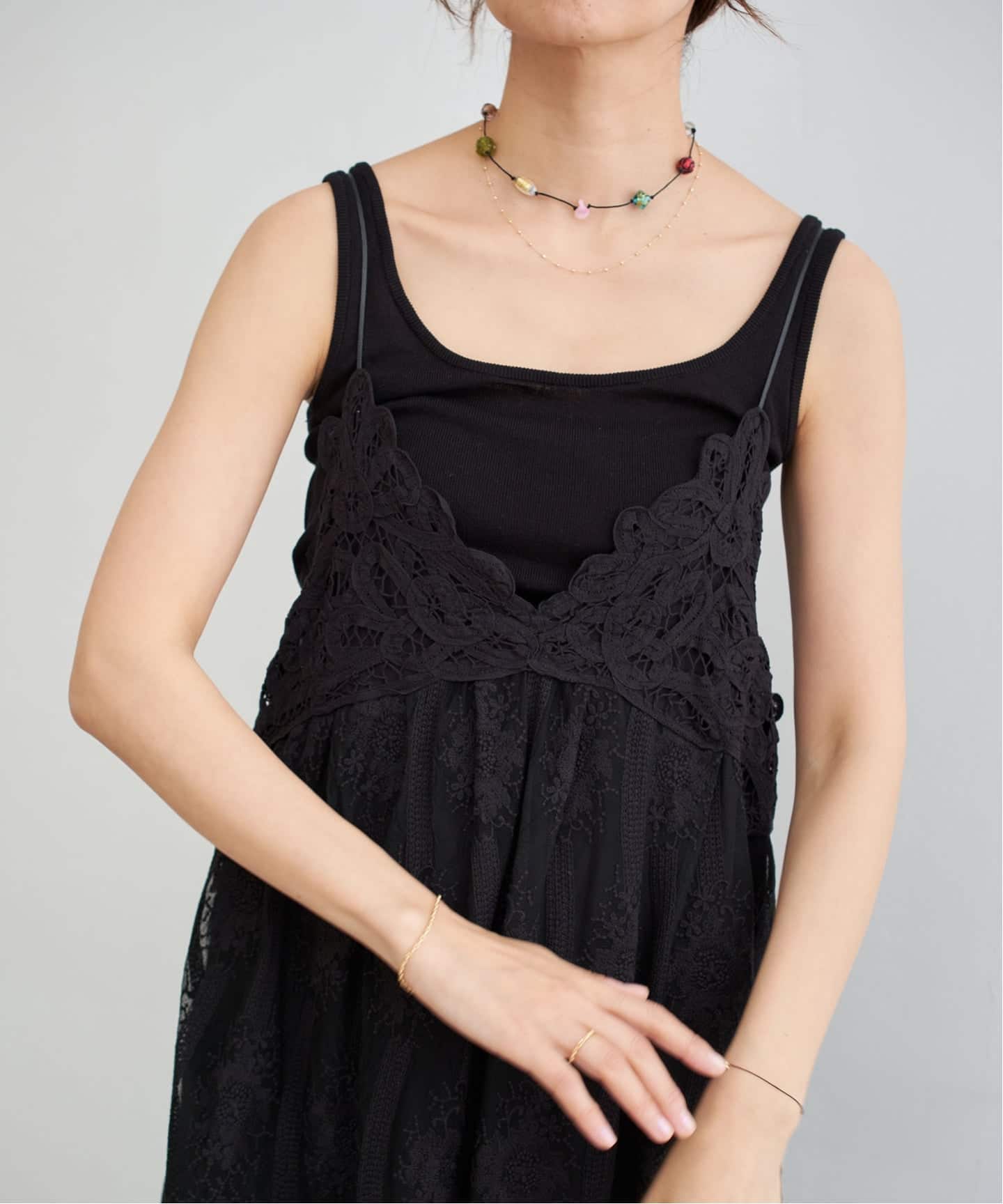 IENA イエナ　ブラック SOグログランキャミブラウス　フリーサイズ IENA イエナ ブラック SOグログランキャミブラウス フリーサイズ