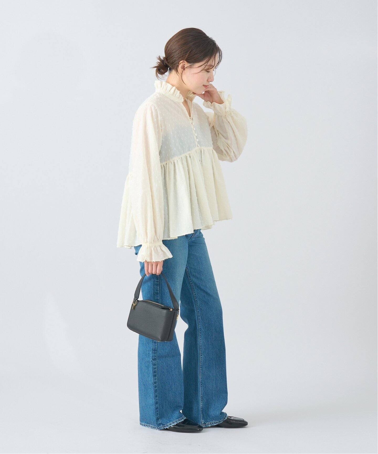 ドットタフタショートギャザーブラウス（シャツ／ブラウス）｜IENA  