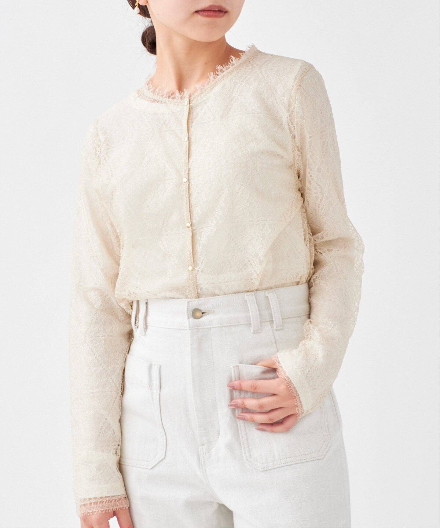 ジオメトリックフラワーレースブラウス（シャツ／ブラウス）｜IENA