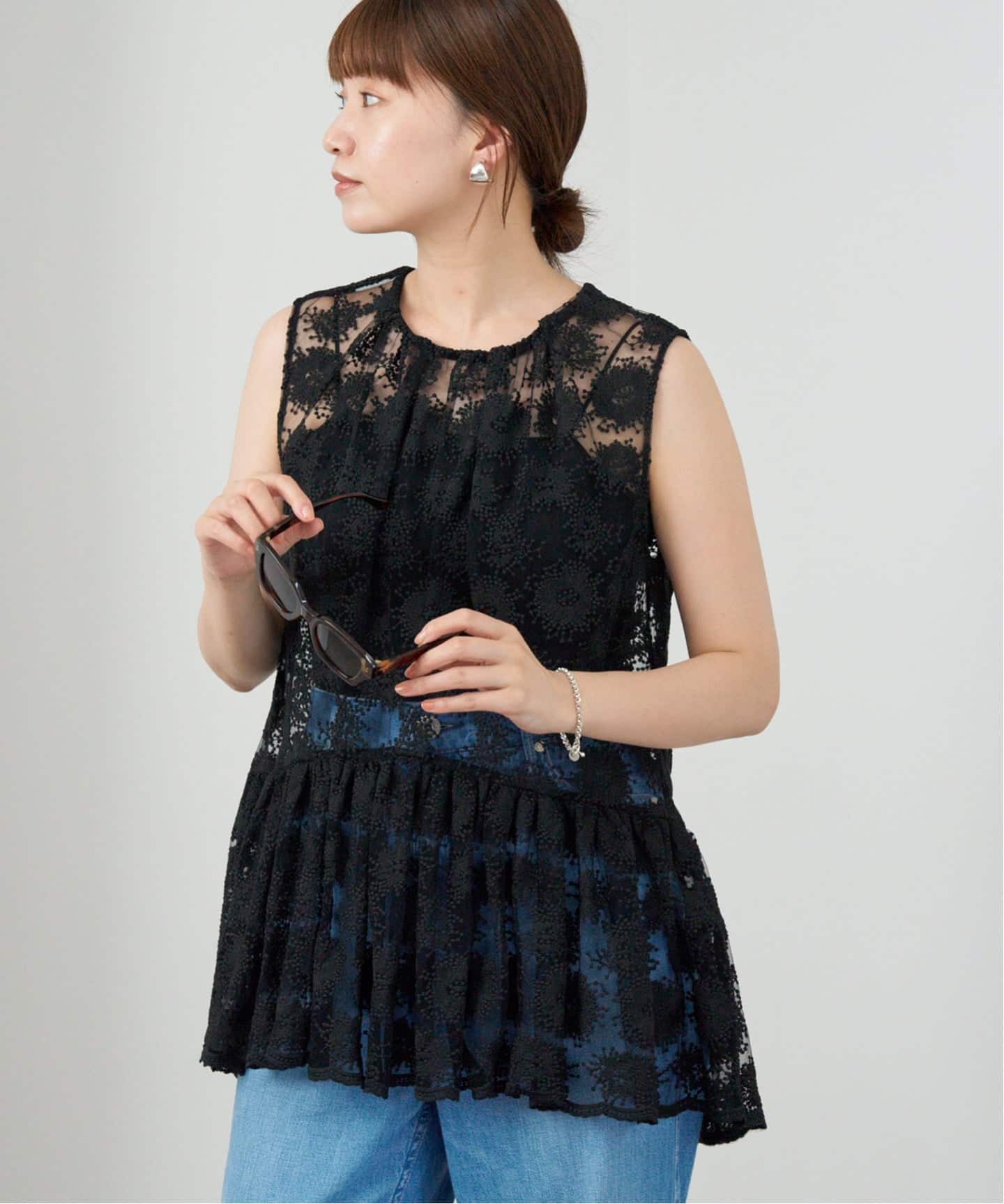 フラワーレース ペプラムブラウス（シャツ／ブラウス）｜IENA（イエナ
