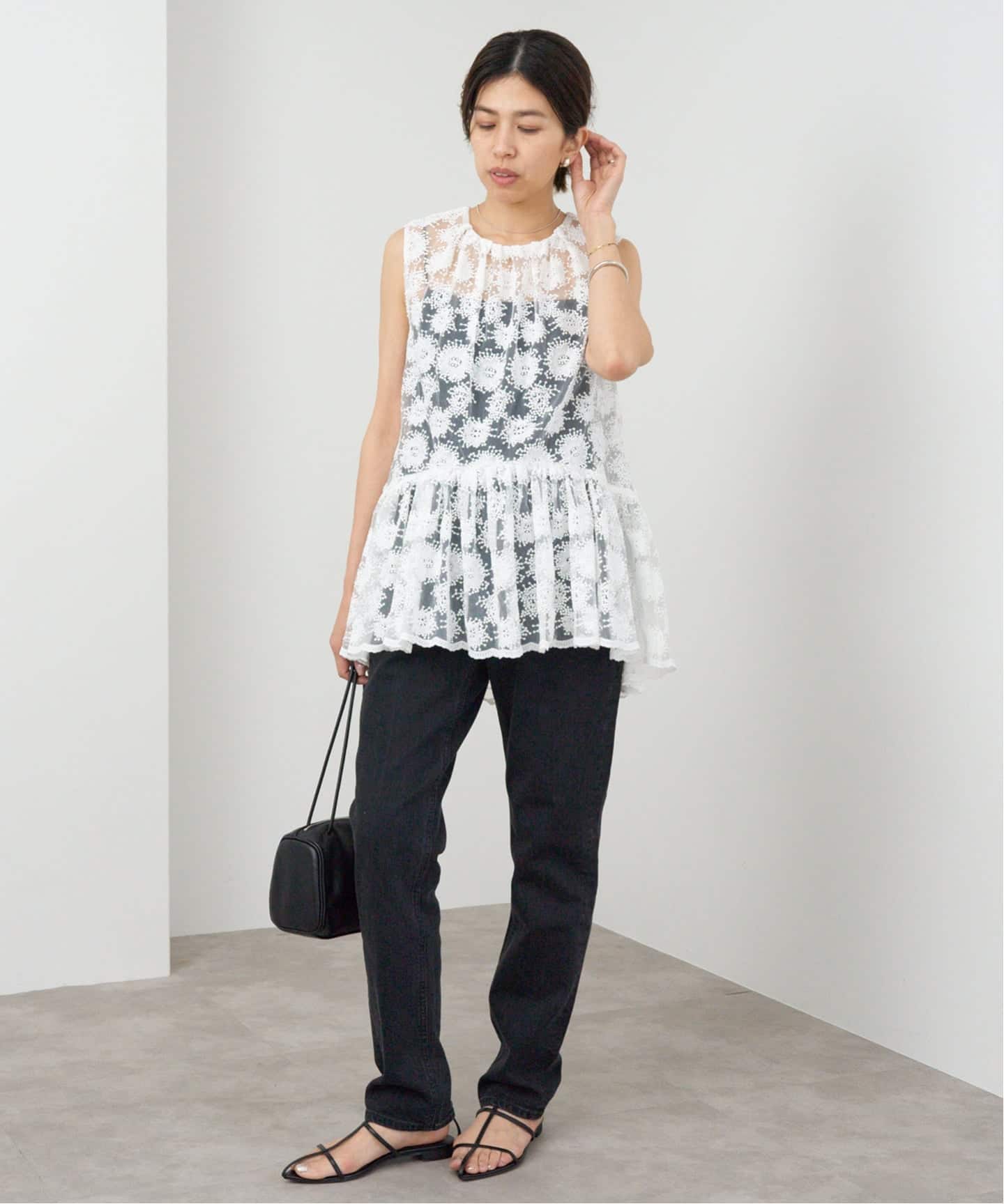 イエナ　フラワーレースシャツ イエナ IENA 《予約》フラワーレースシャツ （ナチュラル