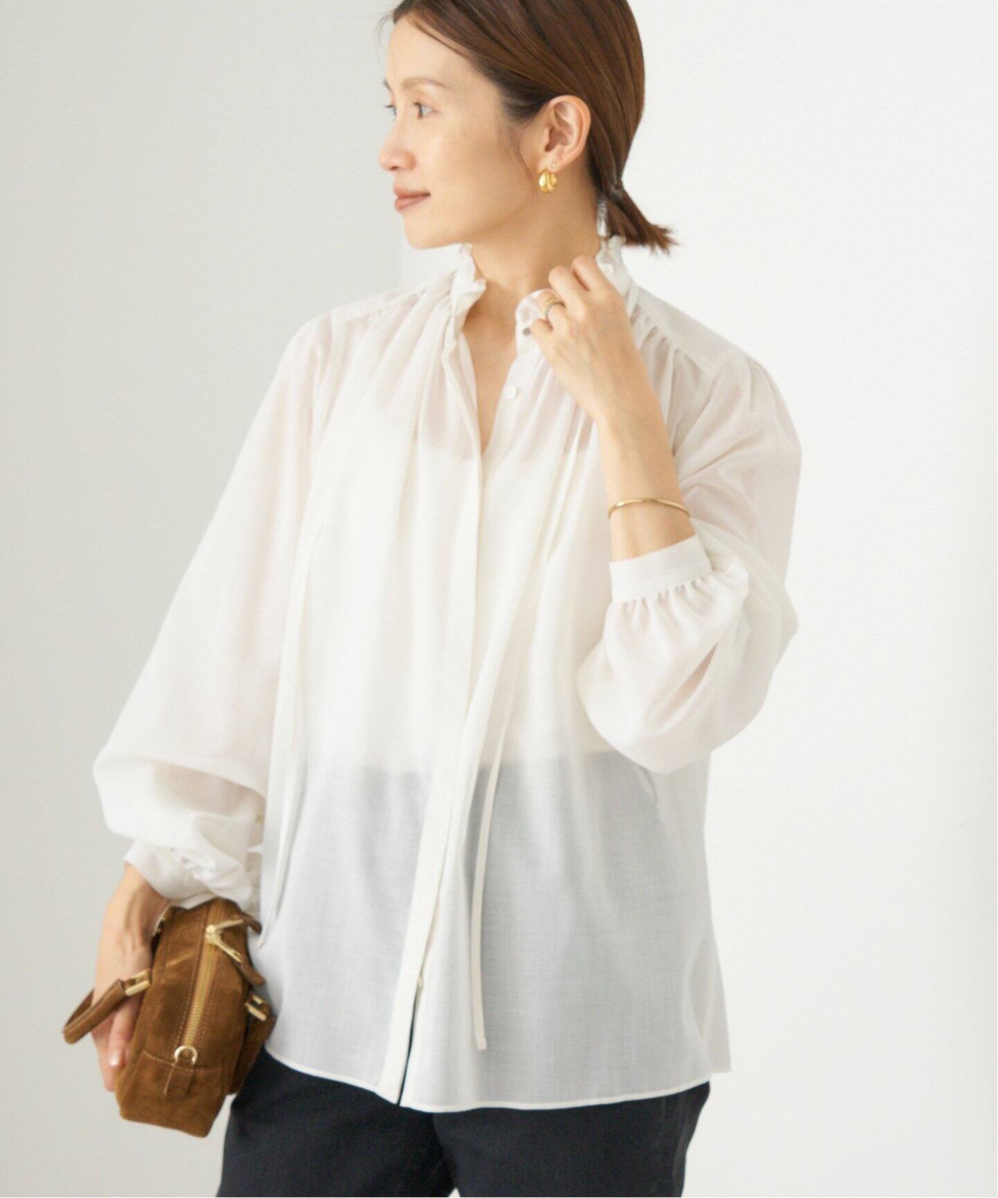 フリルネックブラウス（シャツ／ブラウス）｜IENA（イエナ）の