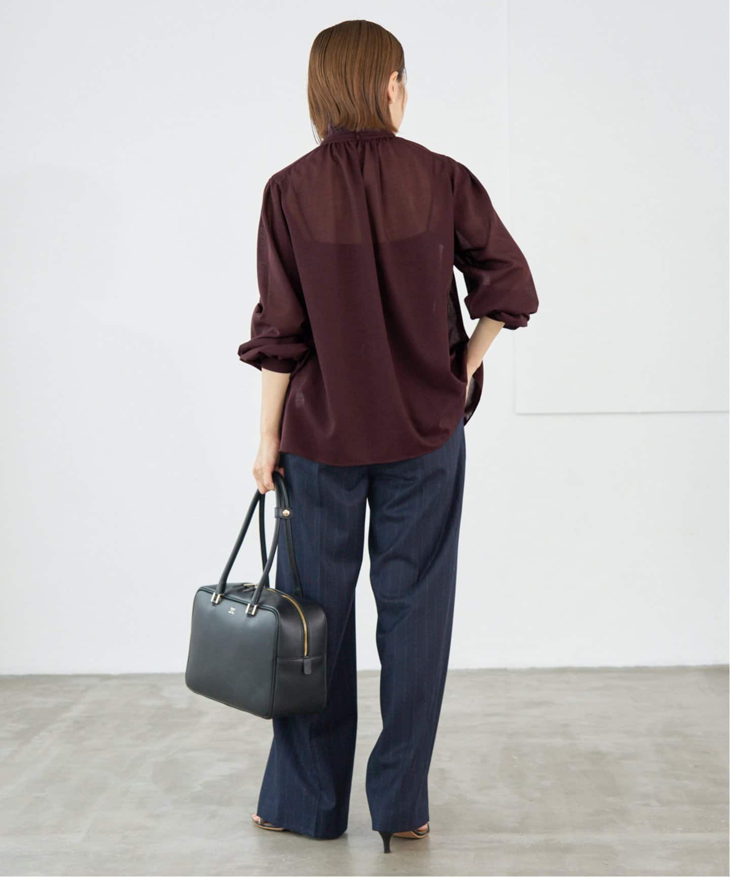 今季新品】IENA／フリルネックブラウス・レッド イエナ IENA フリル