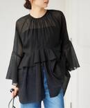 シアーチュニックブラウス