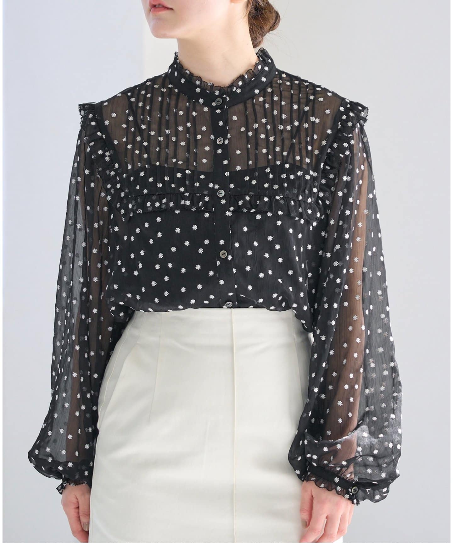 追加》楊柳フリルピンタックブラウス（シャツ／ブラウス）｜IENA