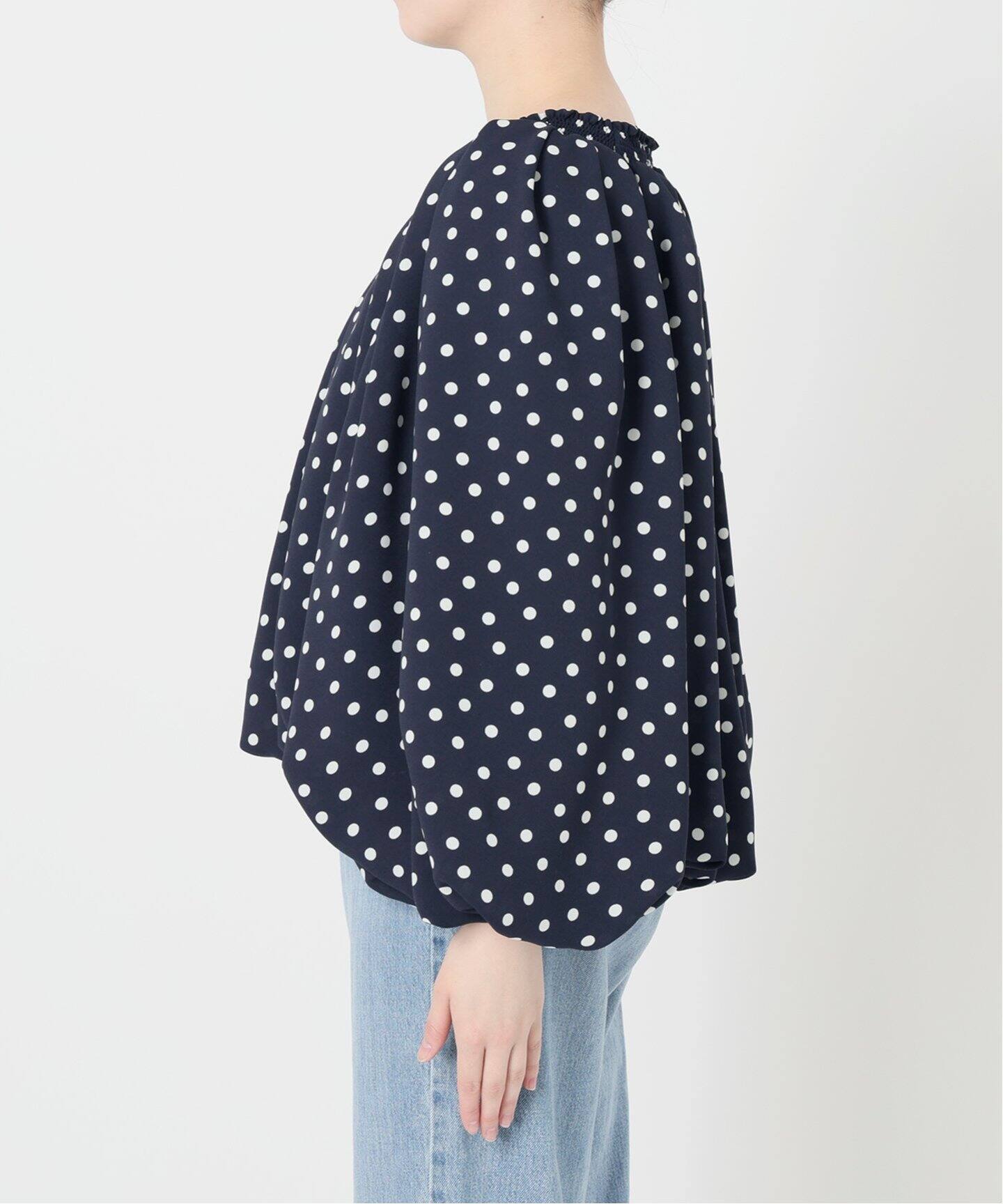 【 IENA 】　デザイン　ドット　シャツ　ブラウス　ネイビー　新品　イエナ ドットバルーンブラウス（シャツ／ブラウス）｜IENA（イエナ）の