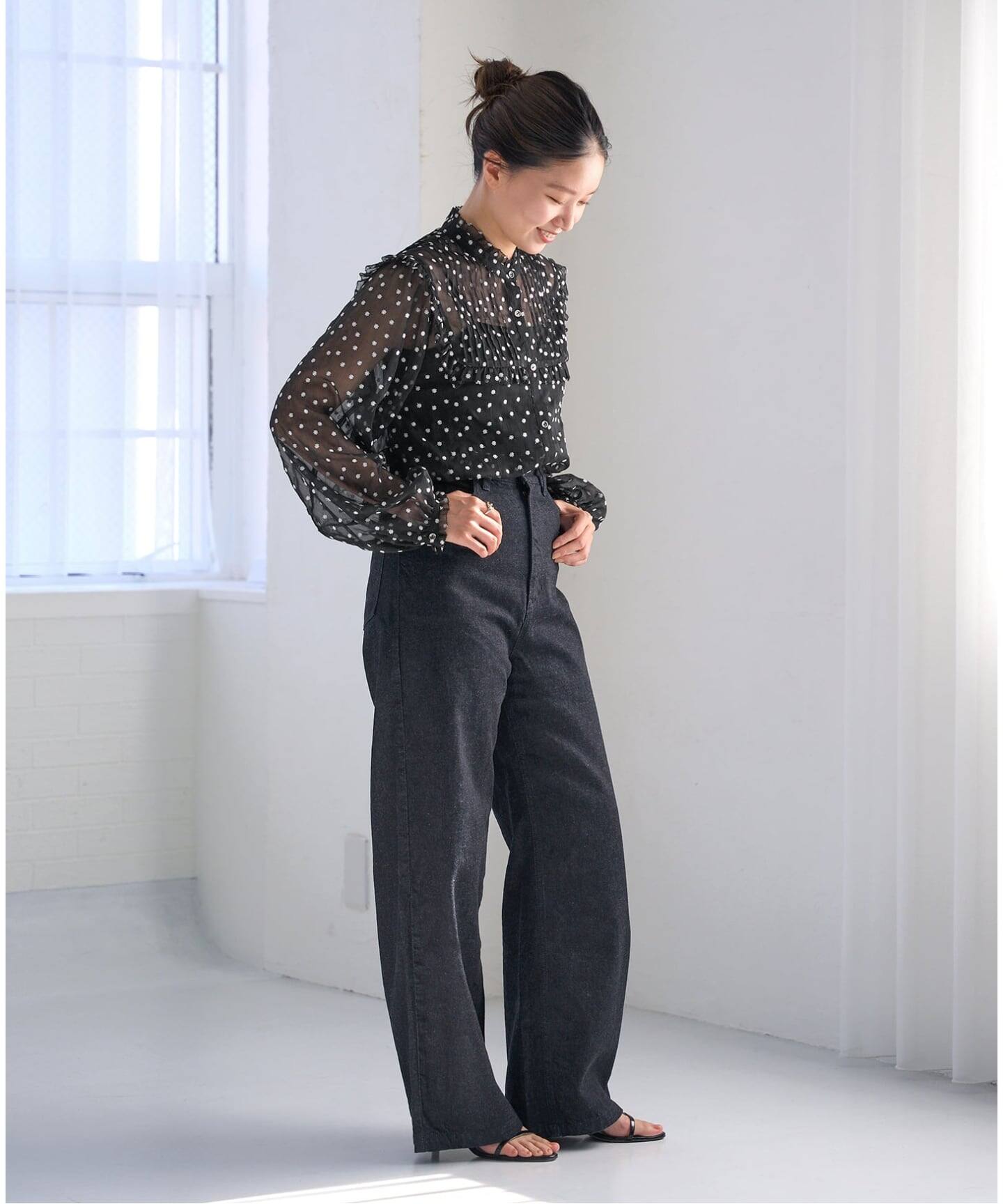 WEB限定/追加2》楊柳フリルピンタックブラウス（シャツ／ブラウス