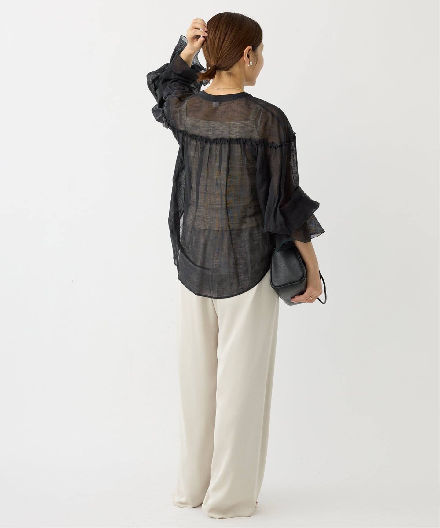 【イエナ】美品✨上品 ふんわり シースルーブラウス シアー タック メール便可】 ブラウス シースルー レディース タックブラウス