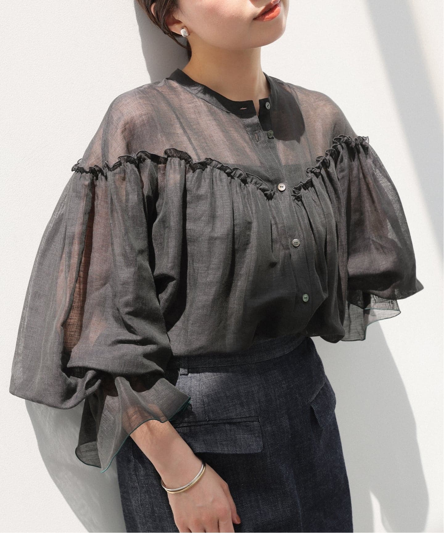 IENA　B.リネン混シアーブラウス　ホワイト IENA｜B. リネン混シアーブラウス | Rakuten Fashion(楽天