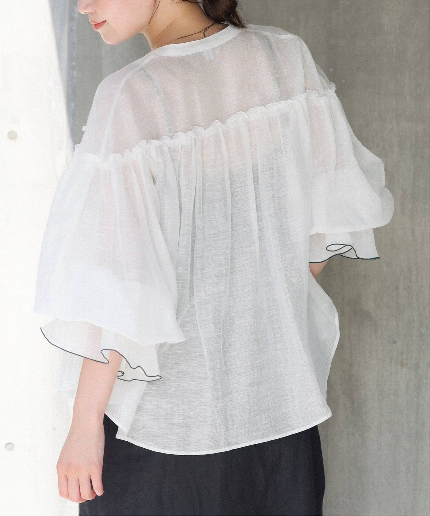 IENA　B.リネン混シアーブラウス　ホワイト IENA｜B. リネン混シアーブラウス | Rakuten Fashion(楽天
