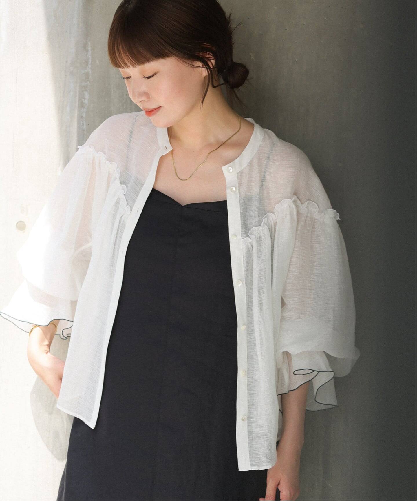 IENA　B.リネン混シアーブラウス　ホワイト IENA｜B. リネン混シアーブラウス | Rakuten Fashion(楽天