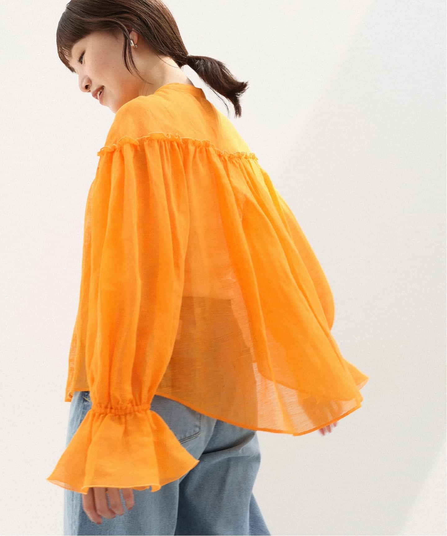 IENA◆25SS/B. リネン混シアーブラウス/FREE/リネン/WHT/25-051-900-5100-2-0// B. リネン混シアーブラウス（シャツ/ブラウス）｜IENA（イエナ