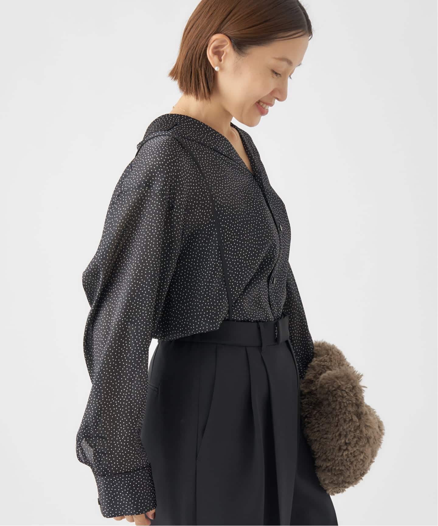 ドットサテン開襟ブラウス（シャツ／ブラウス）｜IENA（イエナ）の通販