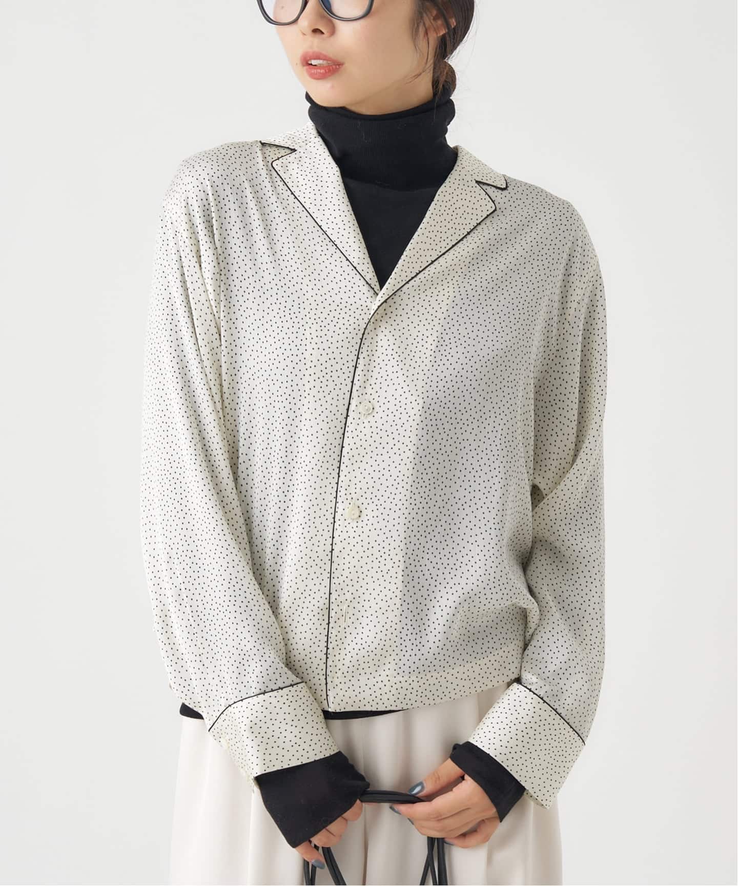 IENA イエナ ドット ブラウス ドットサテン開襟ブラウス（シャツ／ブラウス）｜IENA（イエナ）の通販