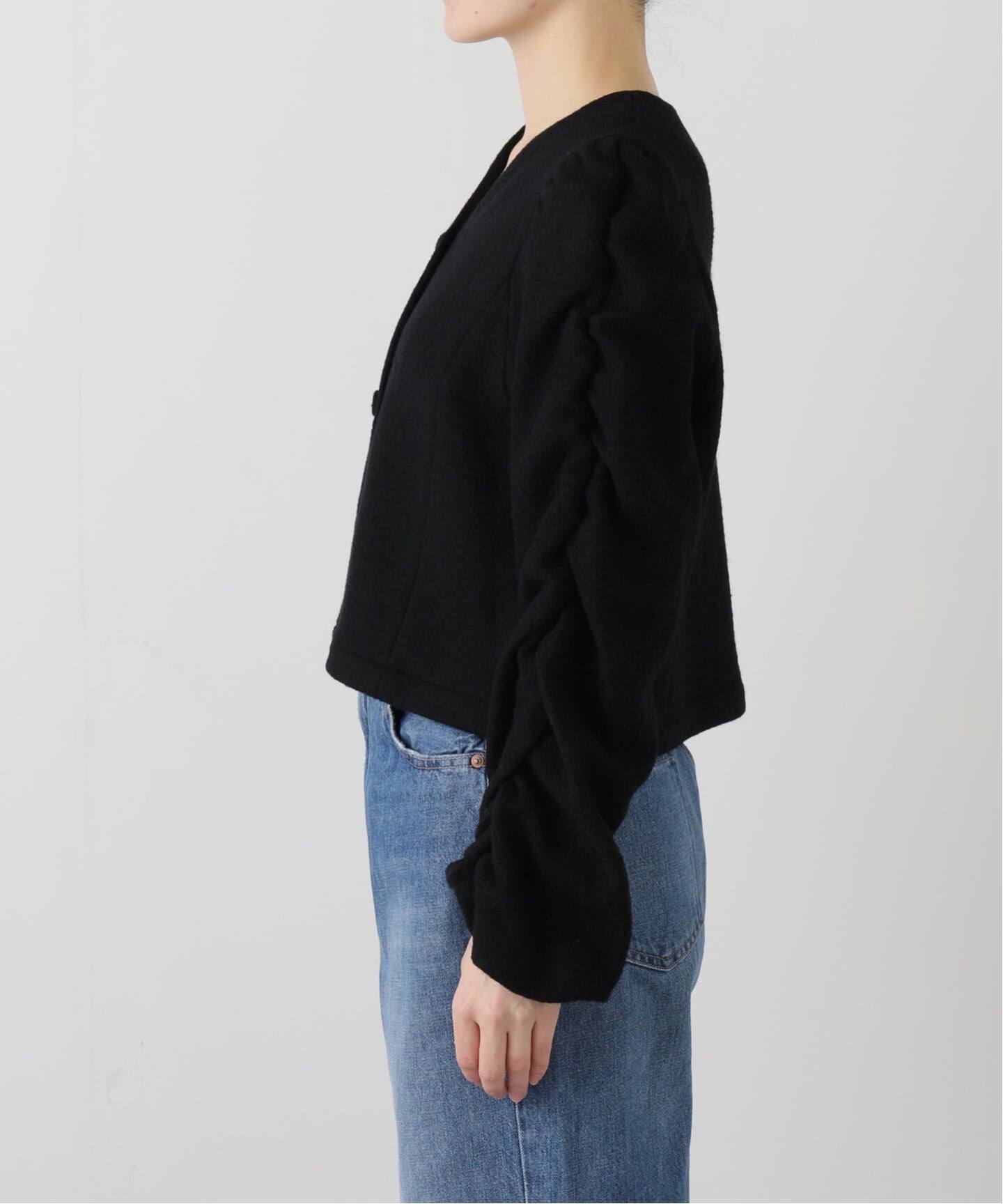 美品❣️ IENA ウェーブシャーリングパフブラウス ブラック IENA 17SS 今季美品 ウェーブシャーリングパフブラウス 【公式通販】