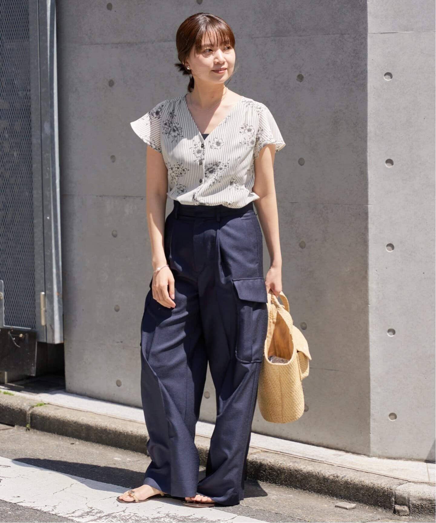 IENA フラワーストライプブラウス IENA ストライプフラワーノースリーブシャツブラウス｜Yahoo