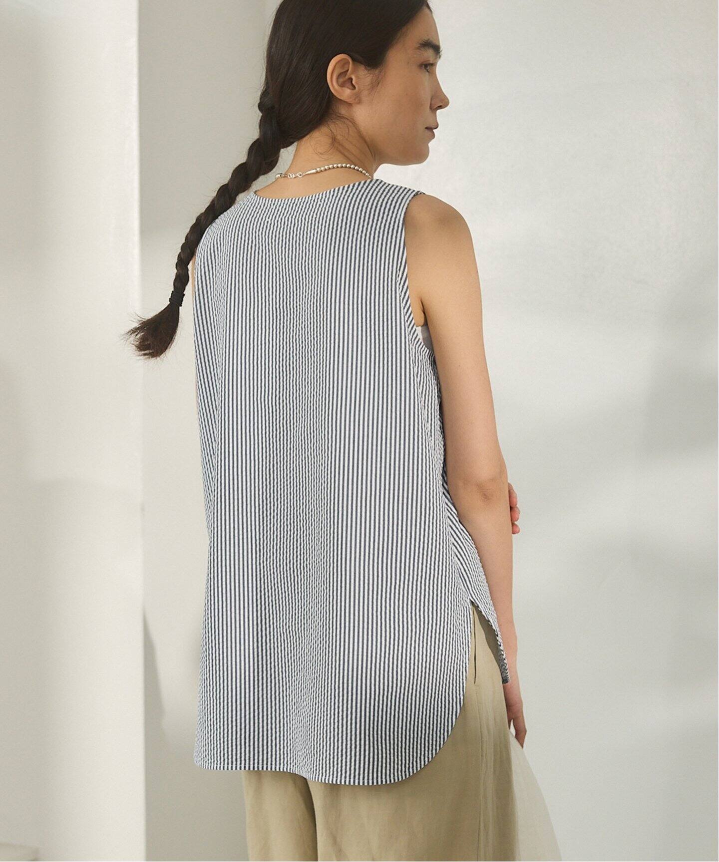 BLACK シアサッカータンクトップ（シャツ／ブラウス）｜IENA（イエナ