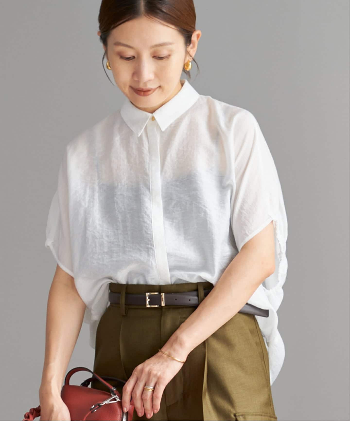 追加》リネン混 襟付きブラウス（シャツ／ブラウス）｜IENA