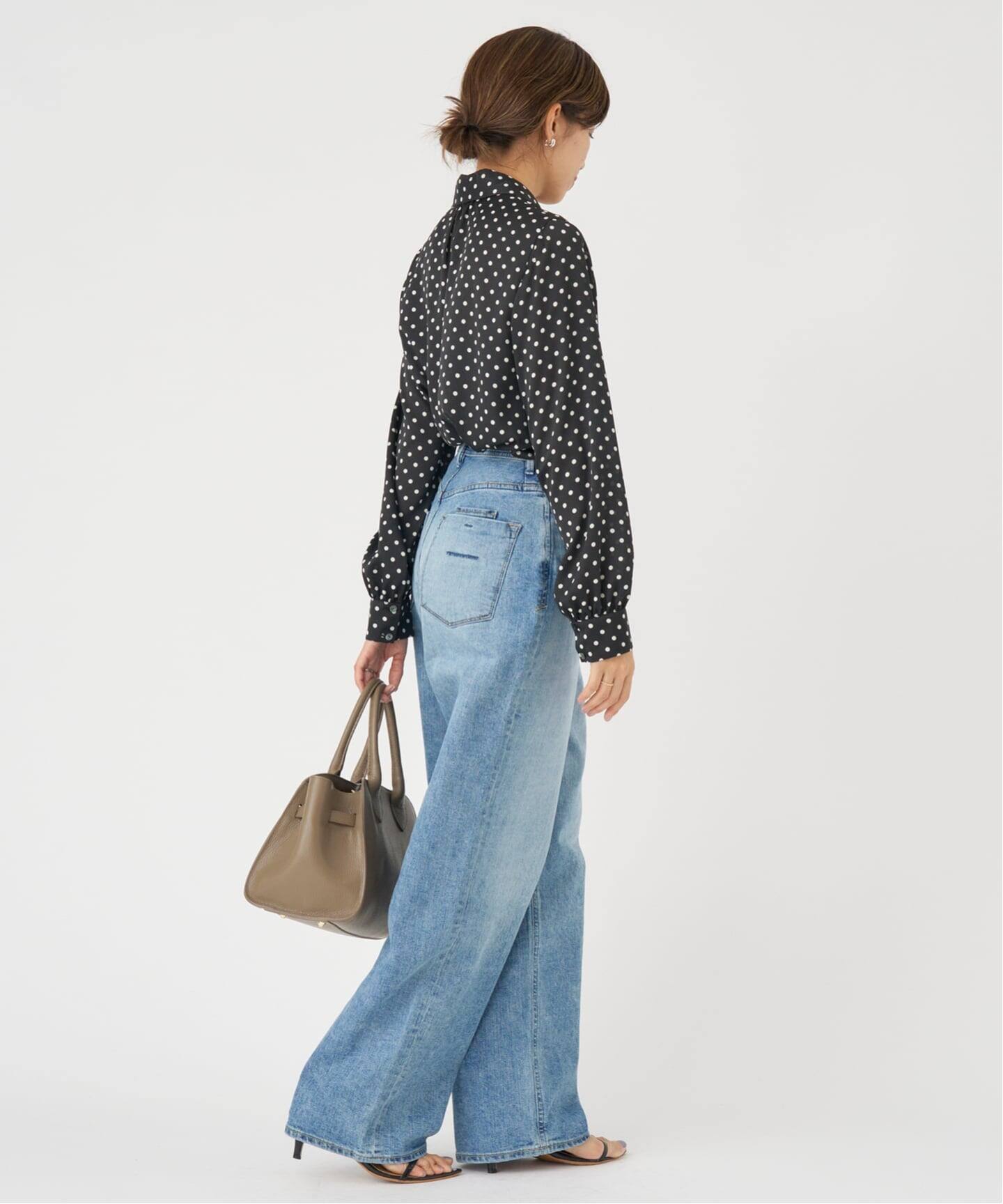 IENA 人気完売品　IENA イエナ　ボウタイブラウス　ドット×ストライプ WEB限定/追加2予約》サテンドットタイ付ブラウス（シャツ