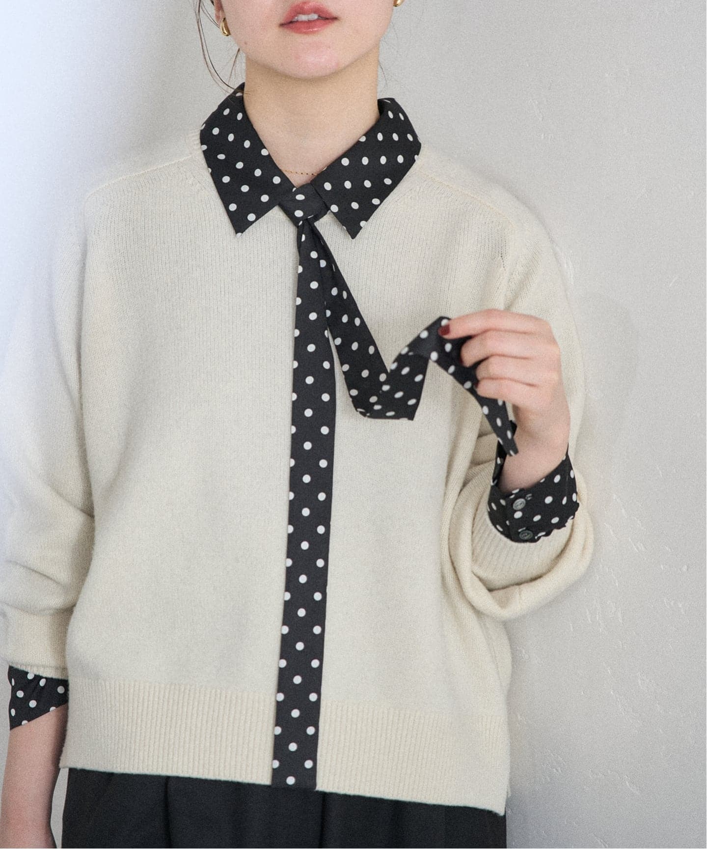 WEB限定/追加3予約》サテンドットタイ付ブラウス（シャツ／ブラウス