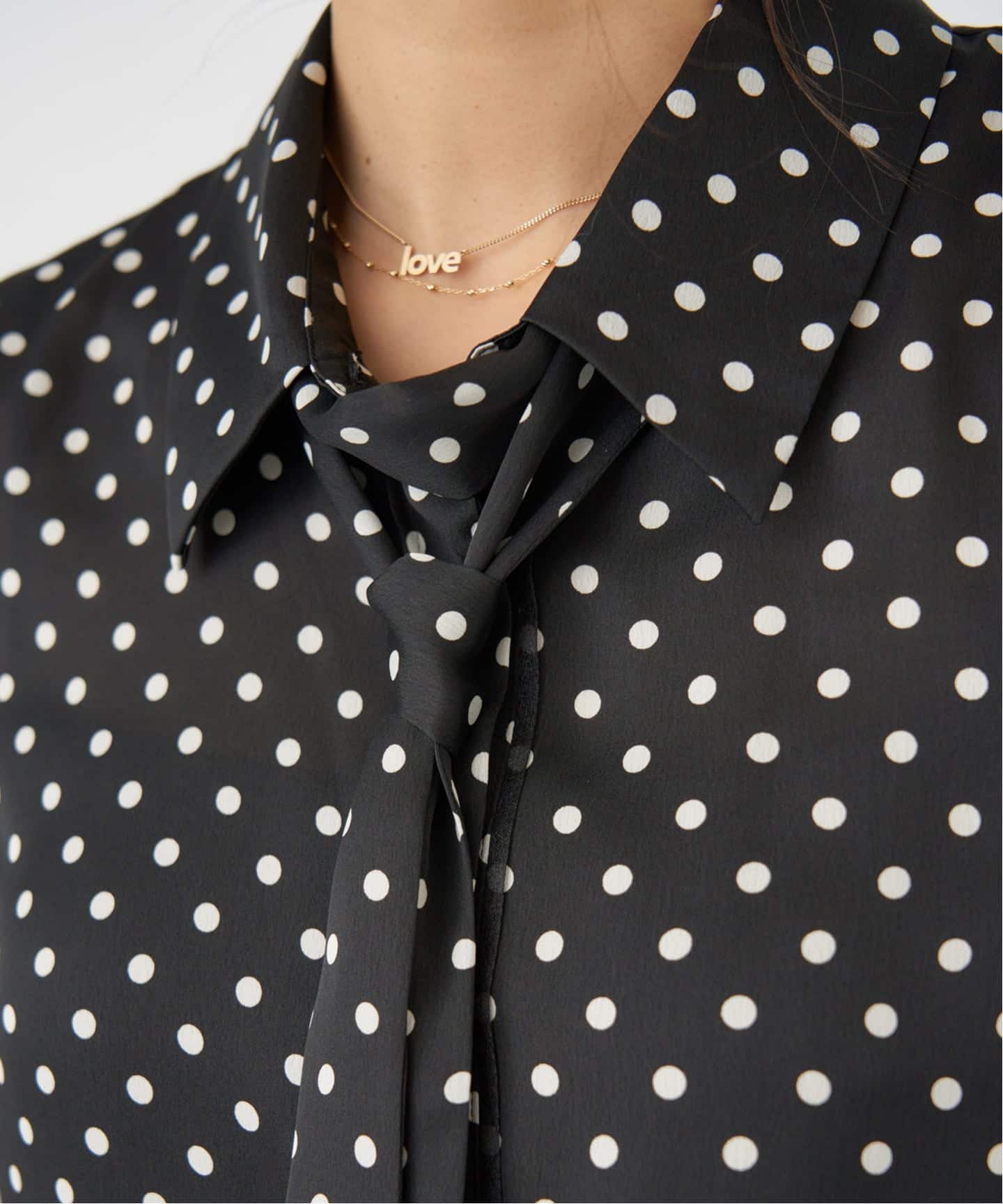 サテンドットタイ付ブラウス IENA（イエナ） ブラウス シャツ 「WEB限定/追加3」サテンドットタイ付