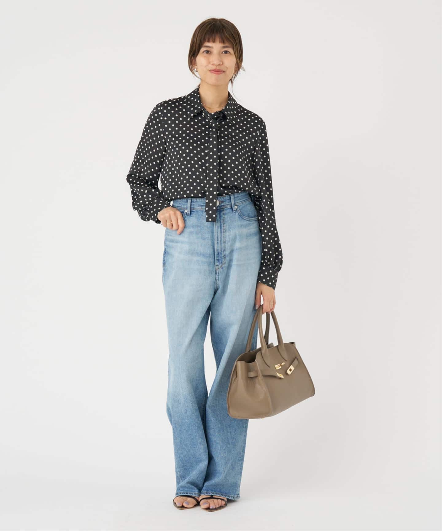 WEB限定/追加3予約》サテンドットタイ付ブラウス（シャツ／ブラウス