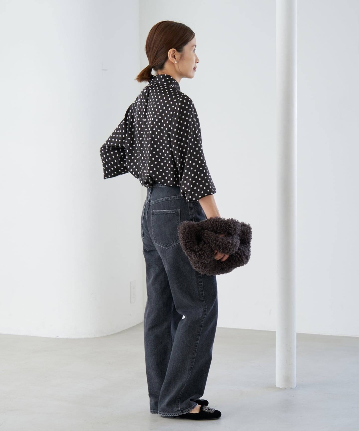 WEB限定/追加3予約》サテンドットタイ付ブラウス（シャツ／ブラウス