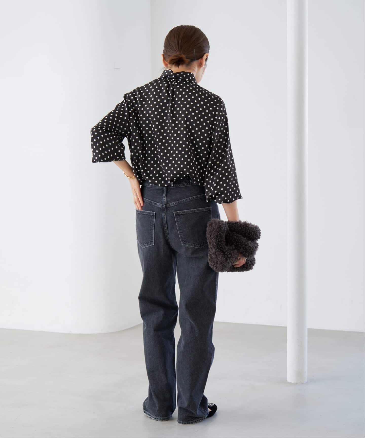 WEB限定/追加3予約》サテンドットタイ付ブラウス（シャツ／ブラウス