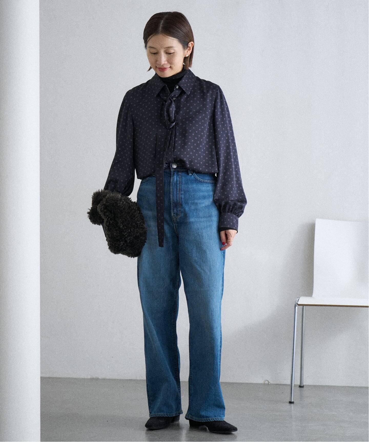 WEB限定/追加3予約》サテンドットタイ付ブラウス（シャツ／ブラウス