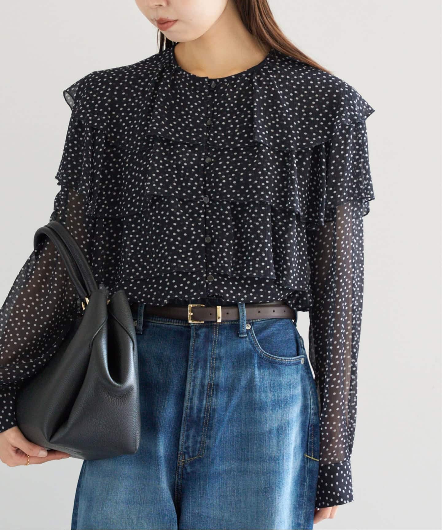 一部カラーWEB・一部店舗限定/追加》楊柳フリルブラウス（シャツ