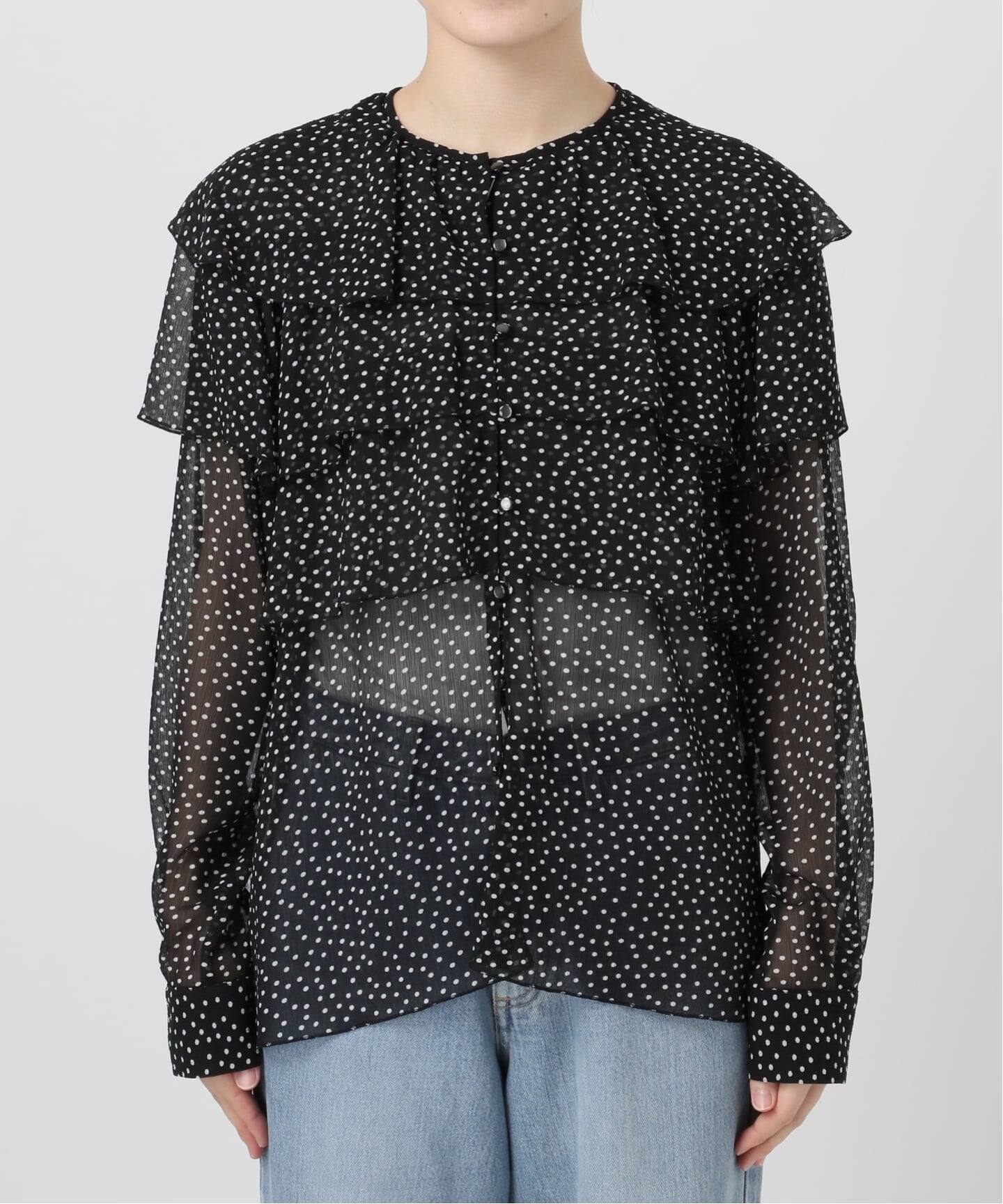 一部カラーWEB・一部店舗限定/追加》楊柳フリルブラウス（シャツ