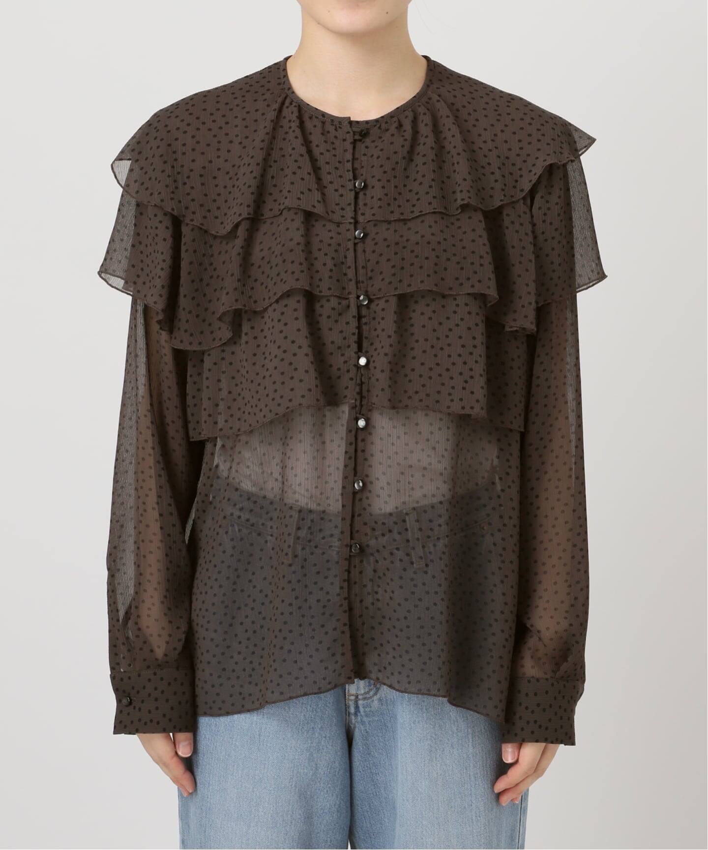 一部カラーWEB・一部店舗限定/追加》楊柳フリルブラウス（シャツ