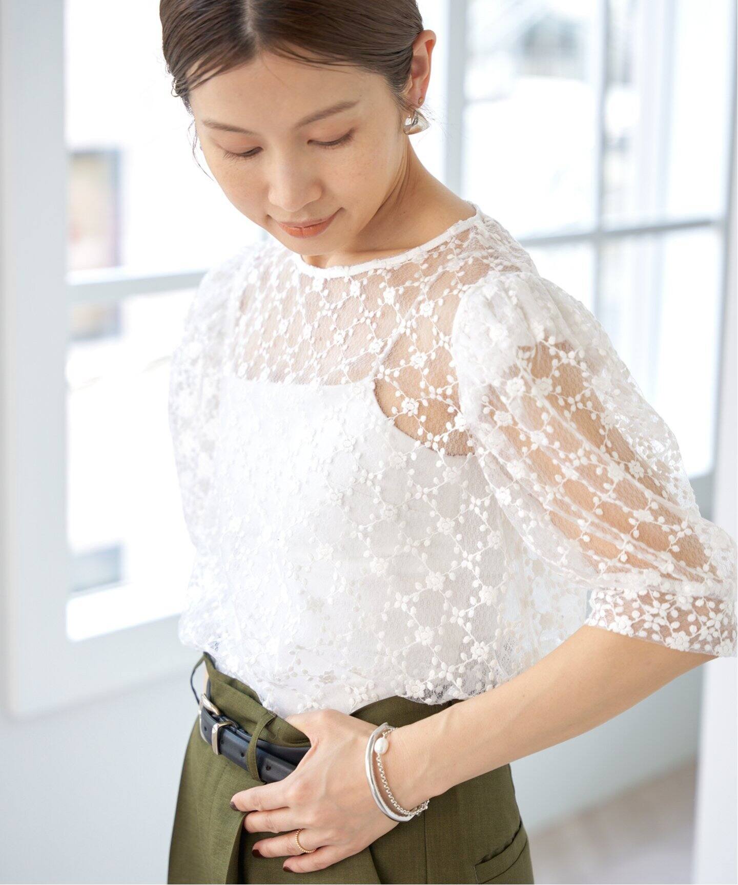 一部店舗・WEB限定》レースパフブラウス（シャツ／ブラウス）｜IENA 