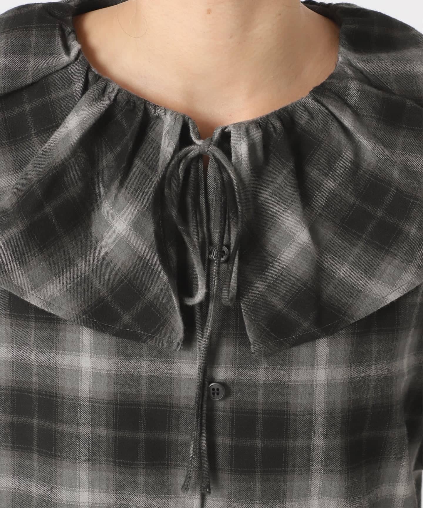 追加2》BLACK フリルチェックブラウス（シャツ／ブラウス）｜IENA