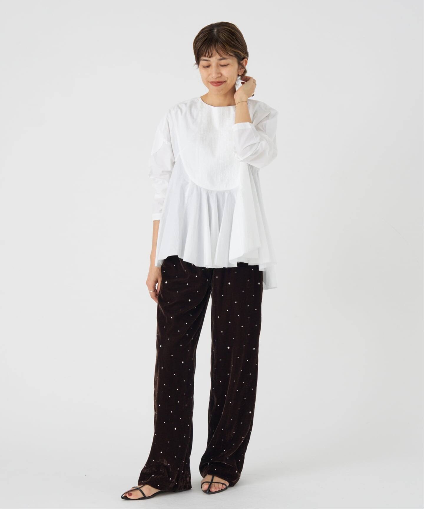 AAYUSHI/アユーシ 別注 フロントピンタックペプラムブラウス（シャツ