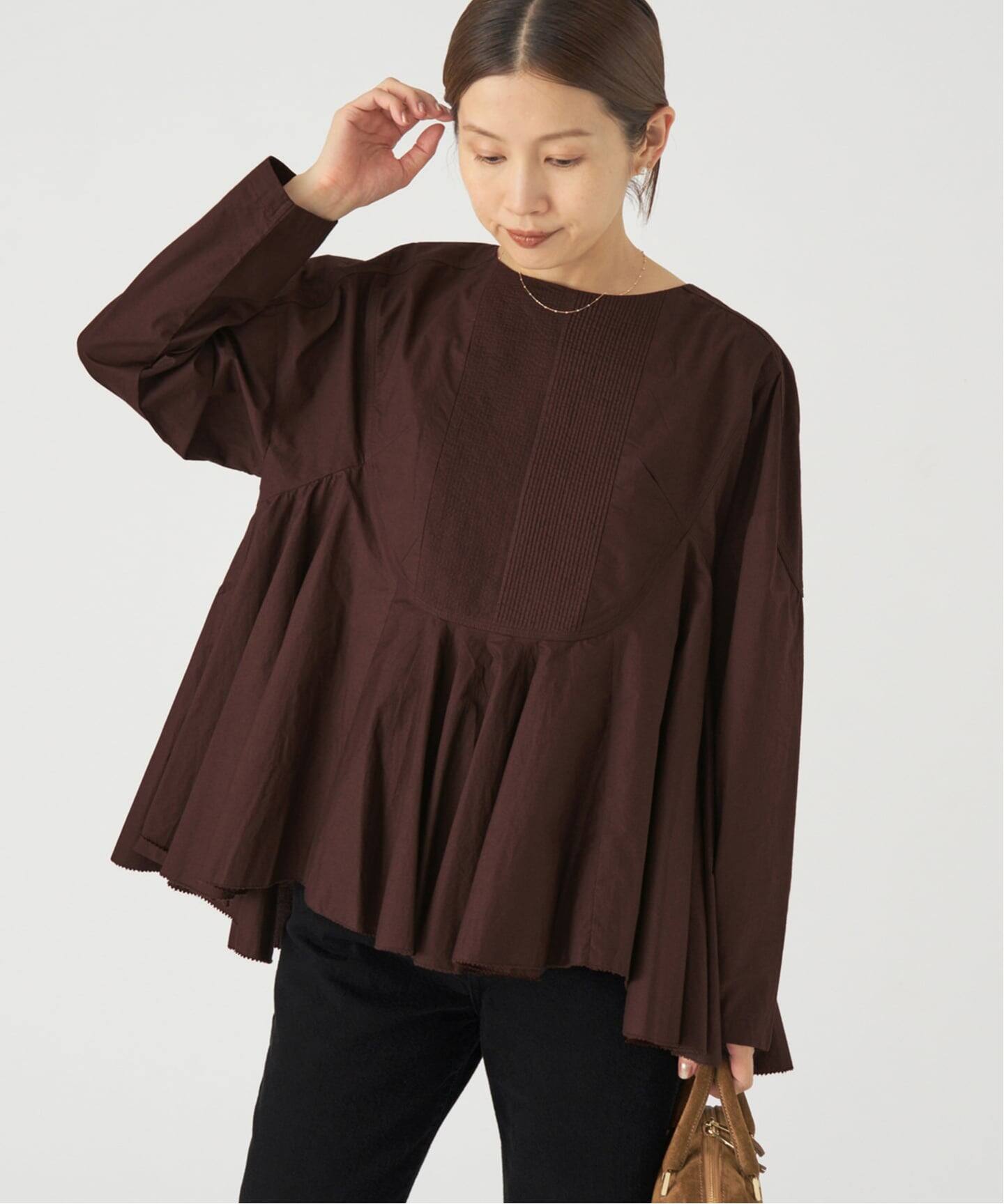 美品　完売品　AAYUSHI IENA フロントピンタックブラウス　フレア AAYUSHI/アユーシ 別注 フロントピンタックペプラムブラウス（シャツ